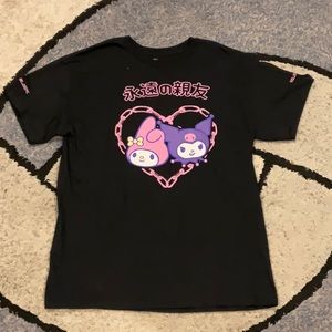 SANRIO MY MELODY AND KUROMI BLACK T-SHIRT